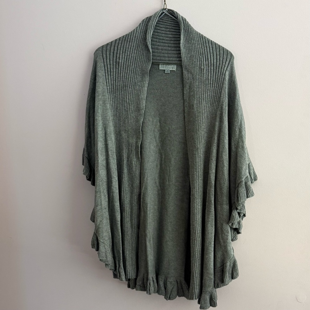 Joseph Ribbed Gray Poncho Sweater